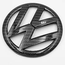Емблема задня, значок на багажник VW Volkswagen (Фольцваген) 110 мм GOLF 6, PASSAT B7 / CC, POLO Чорний Карбон, фото 2