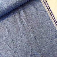 Білоруський льон для сорочок меланжевий синій джинсовий, ширина 150 см