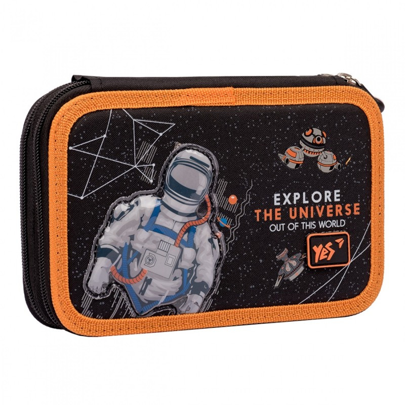 533092 Пенал твердий YES подвійний Explore the universe, чорний