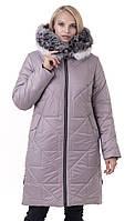 Жіночий зимовий пуховик. Жіноча зимова подовжена курточка. Жіноча зимова напівчовна- курточка Р-46-60 пудра