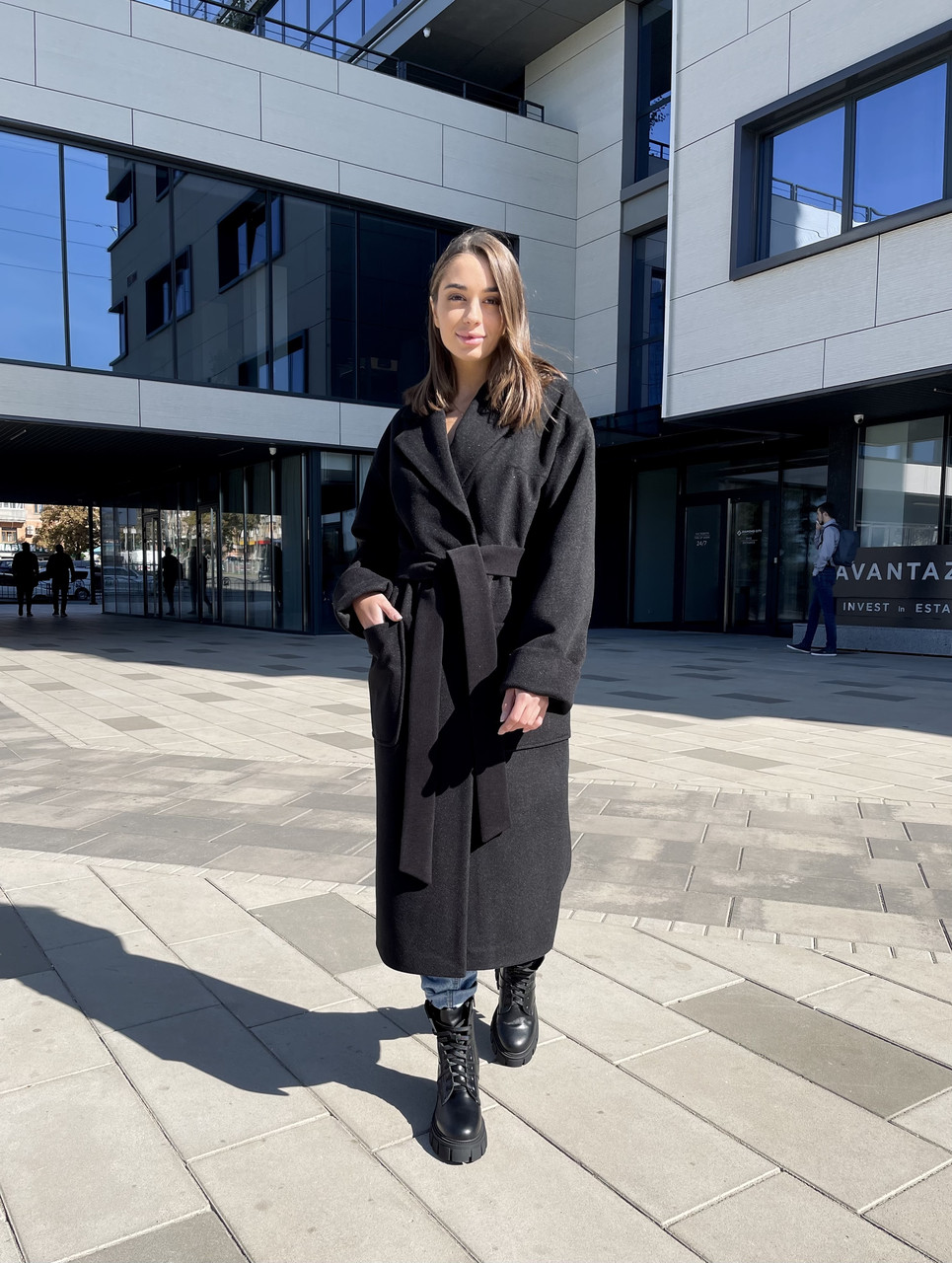 Чорне жіноче пальто 40, 42, 44, 46, 48, 50, 52  жіноче зимове пальто з італійського кашеміру, фото 1