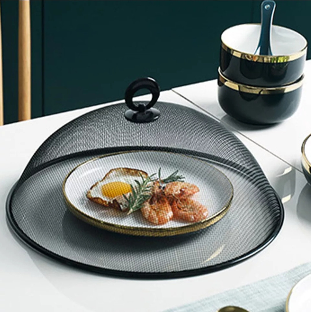 Захисна кришка-сітка для продуктів металева 30×14 см, чорна