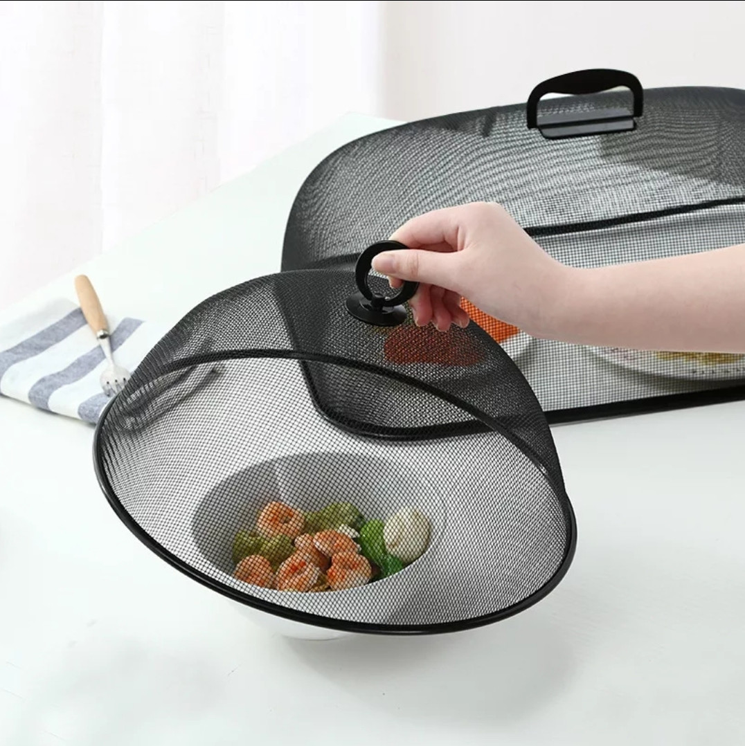 Захисна кришка-сітка для продуктів металева 35×15.5 см, чорна, фото 1