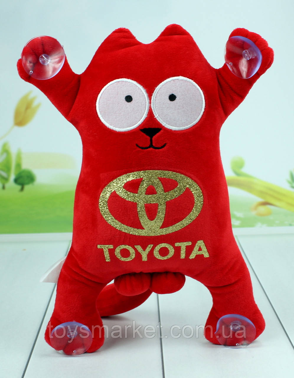 М'яка іграшка кіт Саймон на присосках з написом, 28 см., фото 1