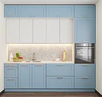 Стильна блакитна модульна набірна кухня посекційно з МДФ фасадами Марго Світ Меблів (18 кольорів)