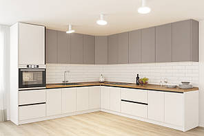Сучасна кутова біла модульна набірна кухня посекційно без ручок Софі Світ Меблів (11 колірних варіантів)