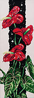 Набор для вышивки бисером " Спатифиллум красный " цветы, ночь, дом, уют, каллы, частичная выкладка, 19х51.5 см