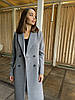 Зимове сіре двубортне класичне пальто утеплене з кашеміру, фото 3