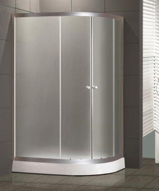 Душова кабіна 120 х 80 х 200 см на дрібному піддоні з матовим склом (fabric) ліва