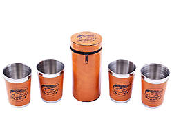 Подарунковий набір 4 чарки 150 мл. в чохлі "За багатий улов"