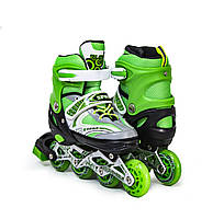 Розсувні ролики з PU колесами Happy Star "BLACK-GREEN". Розмір 38-41