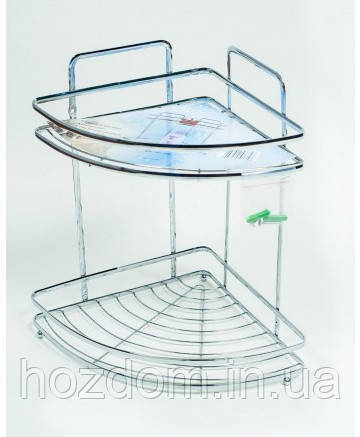 Кутова полиця у ванну кімнату 2-ярусна, фото 1