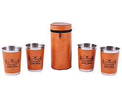 Подарунковий набір 4 чарки 150 мл. в чохлі "Кращий мисливець "