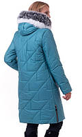 Жіночий зимовий пуховик Жіноча зимова подовжена курточка. Жіноче зимове напівпальто- курточка Р46-60 бірюза