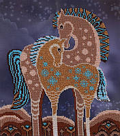 Набор для вышивки бисером " Сказочные лошади " поле, пара, любовь, ночь, Звезда, частичная выкладка, 27x31 см