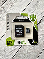 Карта памяти Micro SD 8Gb Hi-Rali Class 4 с ад.