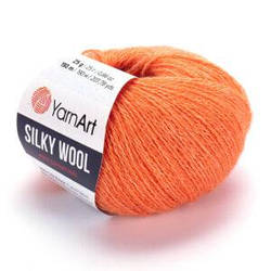 Турецька зимова пряжа для в'язання YarnArt Silky Wool (силки вул) вовна з шовком 338 оранж