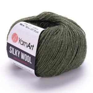 Турецька зимова пряжа для в'язання YarnArt Silky Wool (силки вул) вовна з шовком 346 зелений