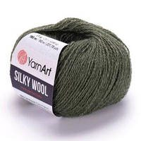 Турецкая зимняя пряжа для вязания YarnArt Silky Wool (силки вул) шерсть с шелком 346 зеленый