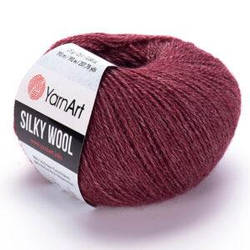 Турецька зимова пряжа для в'язання YarnArt Silky Wool (силки вул) вовна з шовком 333 бордо