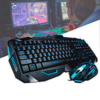 Ігрова клавіатура з підсвічуванням + Ігрова миша з підсвічуванням Atlanfa AT-V100, Чорна / Геймерський комплект