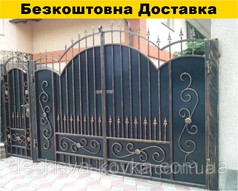 Елітні ковані ворота з листочками