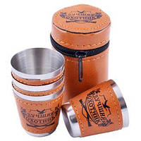 Подарунковий набір 4 чарки 70 мл в чохлі "Кращий мисливець "