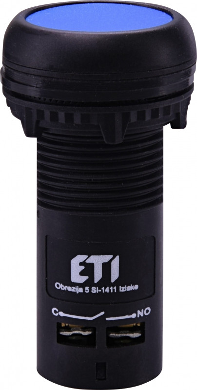 Кнопка моноблочна заглиблена ECF-11-B (1NO+1NC, синя)