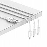 СЗУ USAMS-LT T18 Single USB Travel Charger (EU) +3IN1 Charging Cable-U Turn Series, фото 2