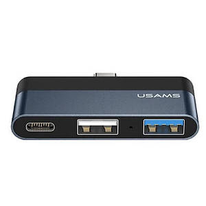 Перехідник HUB Usams US-SJ490 Type-C Mini Hub (2USB port + Type-C) Темно-сірий