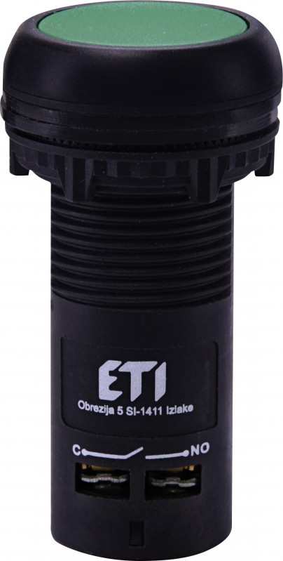 Кнопка моноблочна заглиблена ECF-11-G (1NO+1NC, зелена)