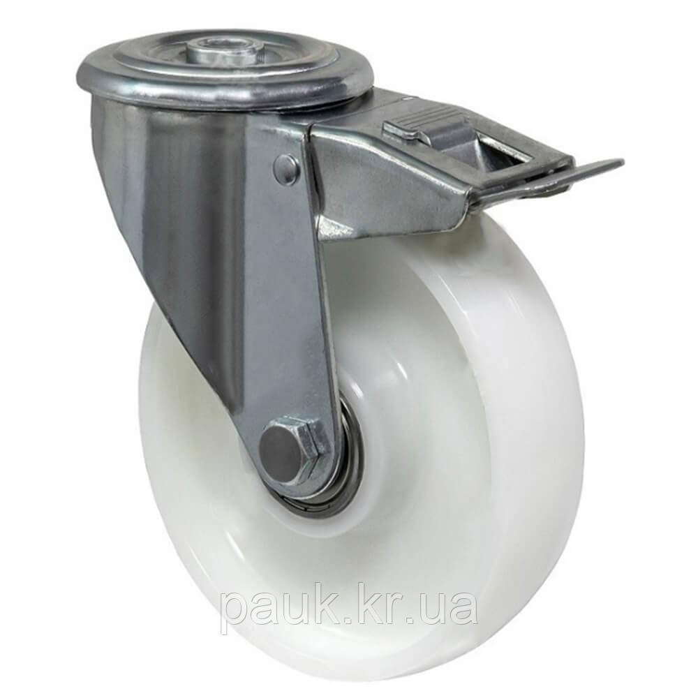 Колесо 4506-N-080-В, Ø 80 мм, колесо поворотне з гальмом, колесо з посиленого поліаміду, колеса для тачок та візків, фото 1