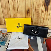Женский кожаный кошелек на кнопке Fendi Фенди