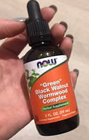 Комплекс зеленого деревного горіха та полину NOW Green Black Walnut Wormwood Complex 59 мл