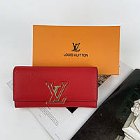 Женский кожаный раскладной кошелек на кнопке Louis Vuitton LV Луи Виттон