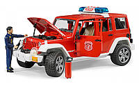Пожарный джип Bruder Jeep Wrangler с фигуркой пожарного, мигалки 02528