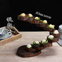 Поднос для подачи суш, Посуда для подачи суши, Поднос для суши и ролл, Деревянная стойка для суши