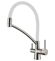 Комбінований кухонний змішувач Fabiano FKM 31.10 Inox White, нерж. сталь/білий, під осмос (8231.403.0059)