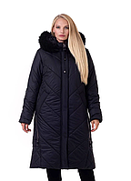 Куртка зимняя большой размер женская 52-70 черный песец