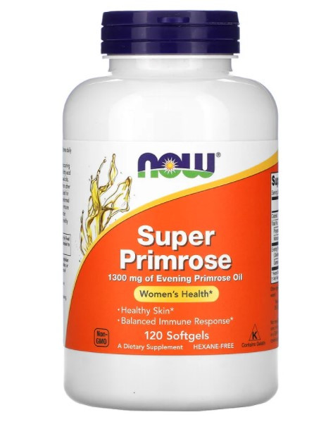 Олія примули вечірньої в капсулах NOW Super Primrose 1300 mg of Evening Primrose Oil 120 капс