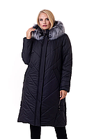 Женские зимние куртки больших размеров 52-70 черный мех