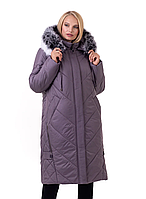 Зимнюю куртку больших размеров женскую модную 52-70 лиловый чбк