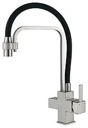 Комбінований змішувач Fabiano FKM 31.11 Inox Black 02, під осмос, з витяжним виливом (8231.403.0855)