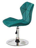 Стілець Torino CH-Base зелений 1003 оксамит на хромованій опорі D-385 mm, поворотний із регулюванням висоти, фото 2