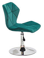 Стілець Torino CH-Base зелений 1003 оксамит на хромованій опорі D-385 mm, поворотний із регулюванням висоти, фото 3