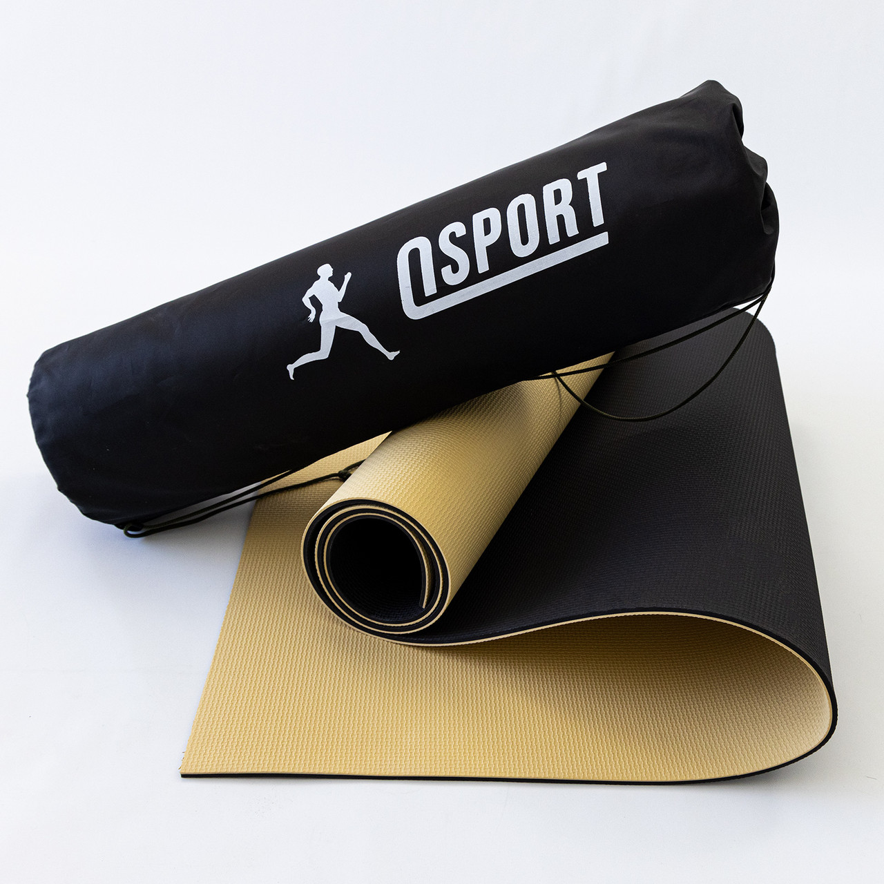 Килимок для йоги та фітнесу + чохол (мат, каремат спортивний) OSPORT ECO Friendly Pro 5 мм (n-0015) Бежево-чорний