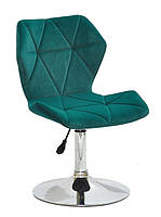 Стілець Torino CH-Base зелений 1003 оксамит на хромованій опорі D-385 mm, поворотний із регулюванням висоти, фото 4