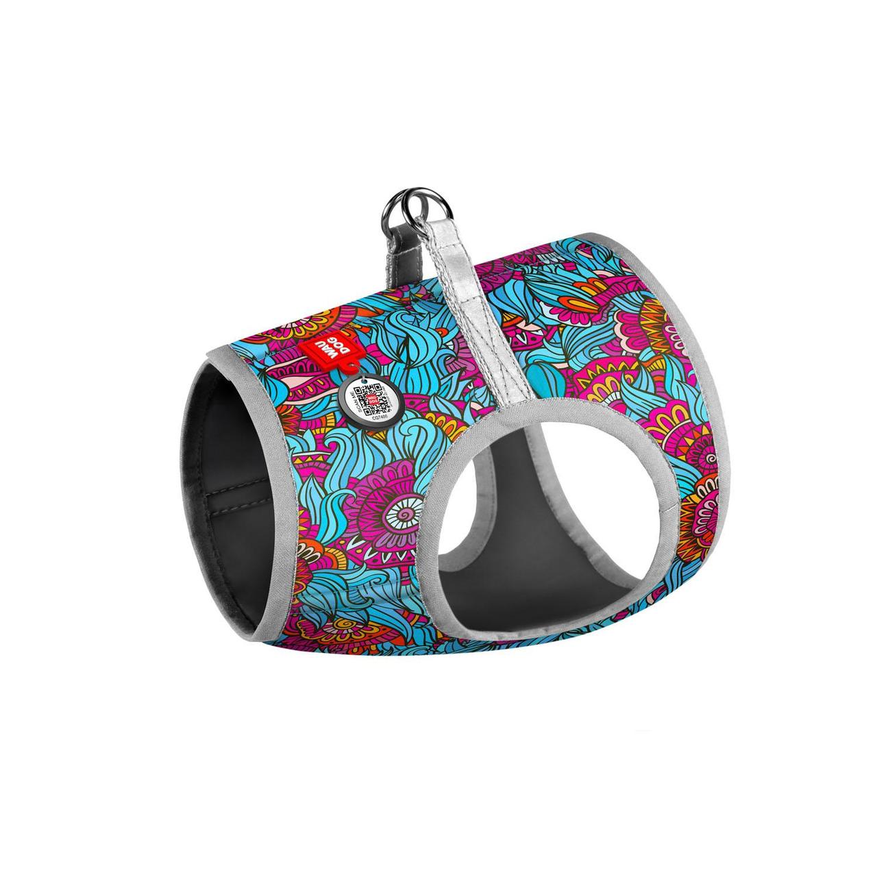 Шлея для собак м'яка WAUDOG Clothes з QR паспортом, малюнок "Літо", XS1, В 24-27 см, С 18-20 см, фото 1