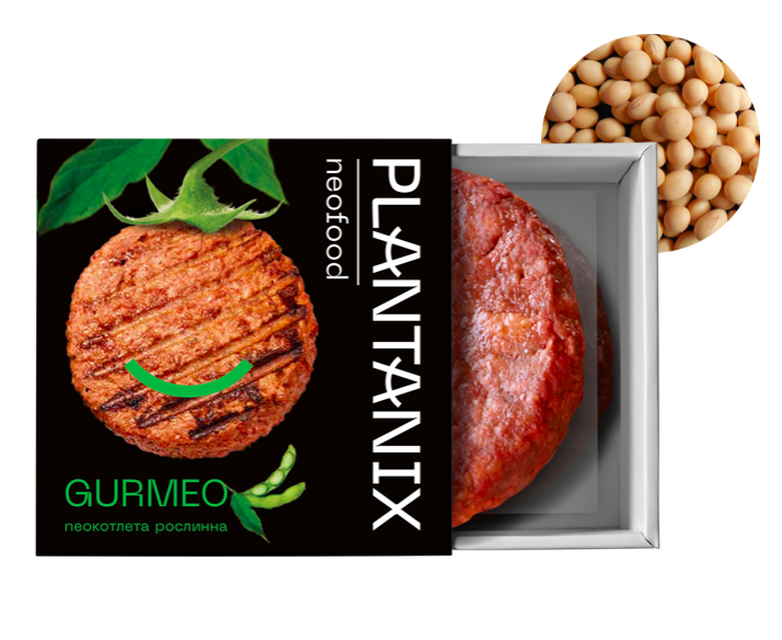 Котлета растительная для бургеров из сои веганская диетическая качественная "GURMEO" Plantanix 200 г - фото 1 - id-p1480053810
