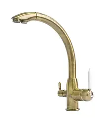 Комбінований кухонний змішувач Fabiano FKM 31.2 Brass Antique, латунь, з підключенням до фільтру